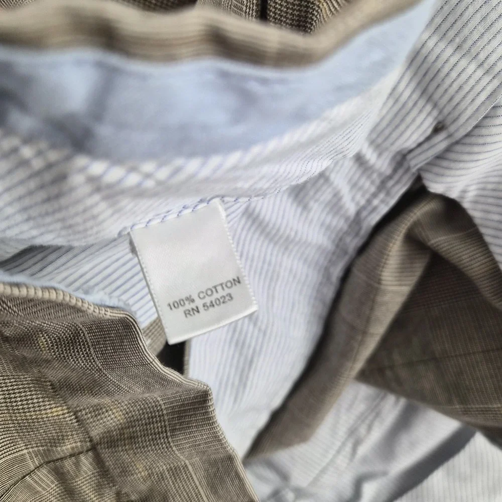 Banana Republic Dress Pants Men 36x30 (fits 34x28) Beige Plaid 100% Cotton Flat